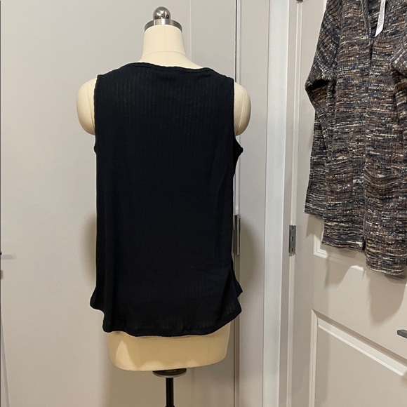 LOGO by Lori Goldstein Black Ribbed Tank Top and Space Dye Cardigan - Picture 6 of 6